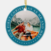 Onze eerste Kerstmis als Mr & Mrs Modern Foto Keramisch Ornament (Voorkant)