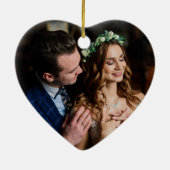 Onze eerste Kerstmis als Mr & Mrs Names & Foto Keramisch Ornament (Achterkant)