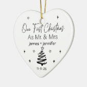 Onze eerste Kerstmis als Mr & Mrs Names & Foto Keramisch Ornament (Links)