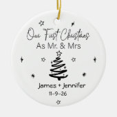 Onze eerste Kerstmis als Mr & Mrs Names & Foto Keramisch Ornament (Voorkant)