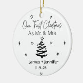 Onze eerste Kerstmis als Mr & Mrs Names & Foto Keramisch Ornament (Links)