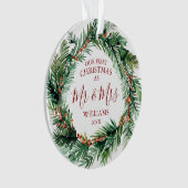 Onze eerste Kerstmis als Mr & Mrs Names Fotokrans Ornament (voorkant)