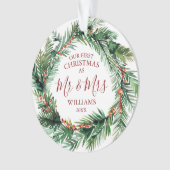 Onze eerste Kerstmis als Mr & Mrs Names Fotokrans Ornament (voorkant)