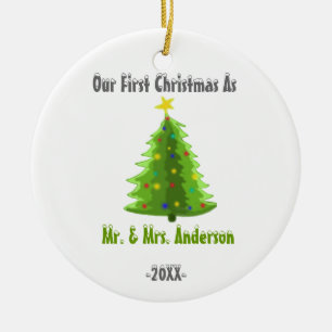 Onze eerste Kerstmis als Mr & Mrs Newly Wed Orname Keramisch Ornament