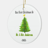 Onze eerste Kerstmis als Mr & Mrs Newly Wed Orname Keramisch Ornament (Links)
