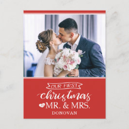 Onze eerste Kerstmis als Mr & Mrs newlyweds Feestdagenkaart