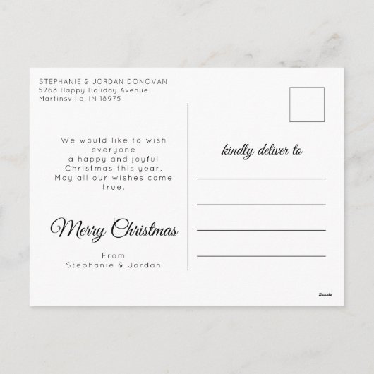 Onze eerste Kerstmis als Mr & Mrs newlyweds Feestdagenkaart (Achterkant)