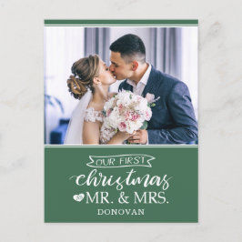Onze eerste Kerstmis als Mr & Mrs newlyweds Feestdagenkaart