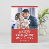 Onze eerste Kerstmis als Mr & Mrs newlyweds Feestdagenkaart (Staand voorkant)
