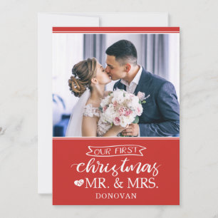 Onze eerste Kerstmis als Mr & Mrs newlyweds Feestdagenkaart
