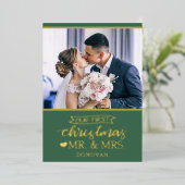 Onze eerste Kerstmis als Mr & Mrs newlyweds Folie Feestdagenkaart (Staand Voorkant)
