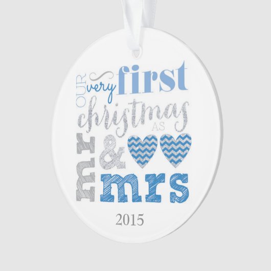 Onze eerste Kerstmis als Mr & Mrs Ornament (voorkant)