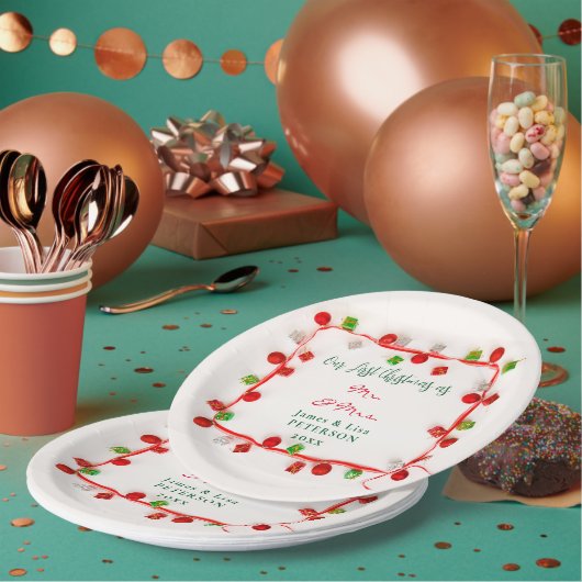 Onze eerste Kerstmis als Mr. & Mrs. Papieren Bordje (Multi)