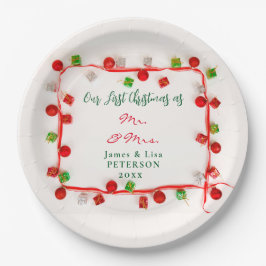 Onze eerste Kerstmis als Mr. & Mrs. Papieren Bordje