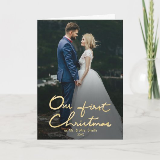 Onze Eerste Kerstmis als Mr & Mrs | Pas getrouwd F Feestdagen Kaart (Voorkant)