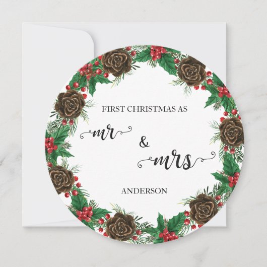 Onze Eerste Kerstmis als Mr & Mrs Passen getrouwd  Feestdagenkaart (Voorkant)