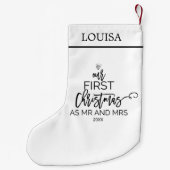 Onze eerste Kerstmis als Mr & Mrs Persoonlijke Naa Kleine Kerstsok (Achterkant)
