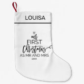 Onze eerste Kerstmis als Mr & Mrs Persoonlijke Naa Kleine Kerstsok (Voorkant)