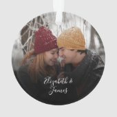 Onze eerste Kerstmis als Mr & Mrs Photo Pine Fores Ornament (achterkant)