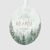 Onze eerste Kerstmis als Mr & Mrs Photo Pine Fores Ornament (voorkant)