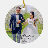 Onze eerste Kerstmis als Mr. & Mrs Photo Rd Keramisch Ornament (Voorkant)