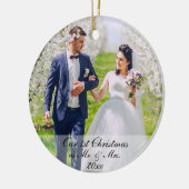 Onze eerste Kerstmis als Mr. & Mrs Photo Rd Keramisch Ornament (Links)