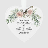 Onze eerste Kerstmis als Mr & Mrs Pink Roses Ornament (voorkant)