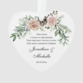 Onze eerste Kerstmis als Mr & Mrs Pink Roses Ornament (achterkant)