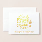 Onze eerste Kerstmis als Mr. & Mrs Real Gold Folie Kaarten (Voorkant met envelop)