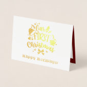 Onze eerste Kerstmis als Mr. & Mrs Real Gold Folie Kaarten (Voorkant)