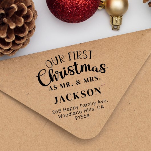Onze Eerste Kerstmis als MR & MRS retouradres Rubberstempel