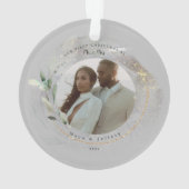 Onze eerste Kerstmis als Mr.&Mrs Silver & Gold Fot Ornament (achterkant)