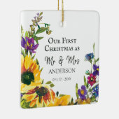 Onze eerste Kerstmis als Mr & Mrs Sunflower. Keramisch Ornament (Rechts)