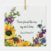 Onze eerste Kerstmis als Mr & Mrs Sunflower. Keramisch Ornament (Achterkant)