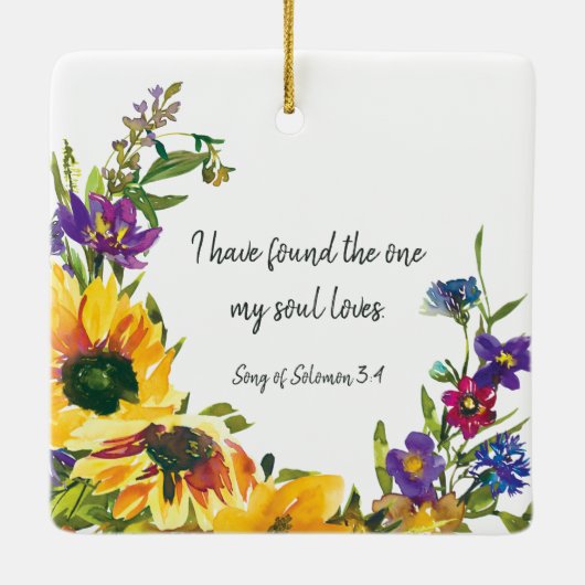 Onze eerste Kerstmis als Mr & Mrs Sunflower. Keramisch Ornament (Achterkant)