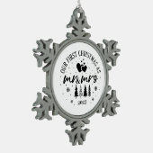 Onze Eerste Kerstmis als Mr & Mrs Tin Sneeuwvlok Ornament (Links)
