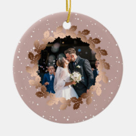 Onze eerste Kerstmis als Mr. & Mrs trouwfoto Keramisch Ornament