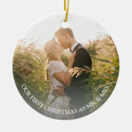 Onze eerste Kerstmis als Mr. & Mrs trouwfoto Keramisch Ornament