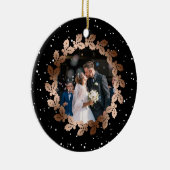 Onze eerste Kerstmis als Mr. & Mrs trouwfoto Keramisch Ornament (Rechts)