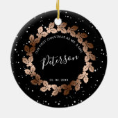 Onze eerste Kerstmis als Mr. & Mrs trouwfoto Keramisch Ornament (Achterkant)