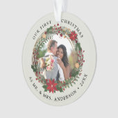 Onze eerste Kerstmis als Mr. & Mrs trouwfoto Ornament (voorkant)