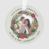 Onze eerste Kerstmis als Mr. & Mrs trouwfoto Ornament (voorkant)