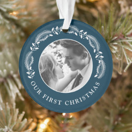 Onze eerste Kerstmis als Mr. & Mrs trouwfoto Ornament