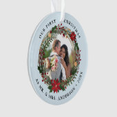 Onze eerste Kerstmis als Mr. & Mrs trouwfoto Ornament (voorkant)