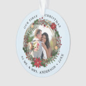 Onze eerste Kerstmis als Mr. & Mrs trouwfoto Ornament (voorkant)