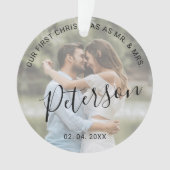 Onze eerste Kerstmis als Mr. & Mrs trouwfoto Ornament (voorkant)