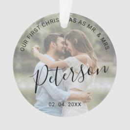Onze eerste Kerstmis als Mr. & Mrs trouwfoto Ornament