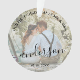Onze eerste Kerstmis als Mr. & Mrs trouwfoto Ornament