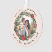 Onze eerste Kerstmis als Mr. & Mrs trouwfoto Ornament (voorkant)