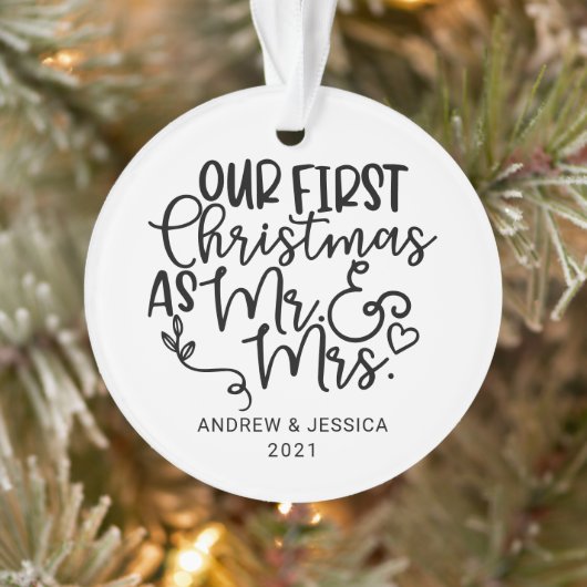 Onze eerste Kerstmis als Mr. & Mrs. | Weddenschap Ornament (Boom)